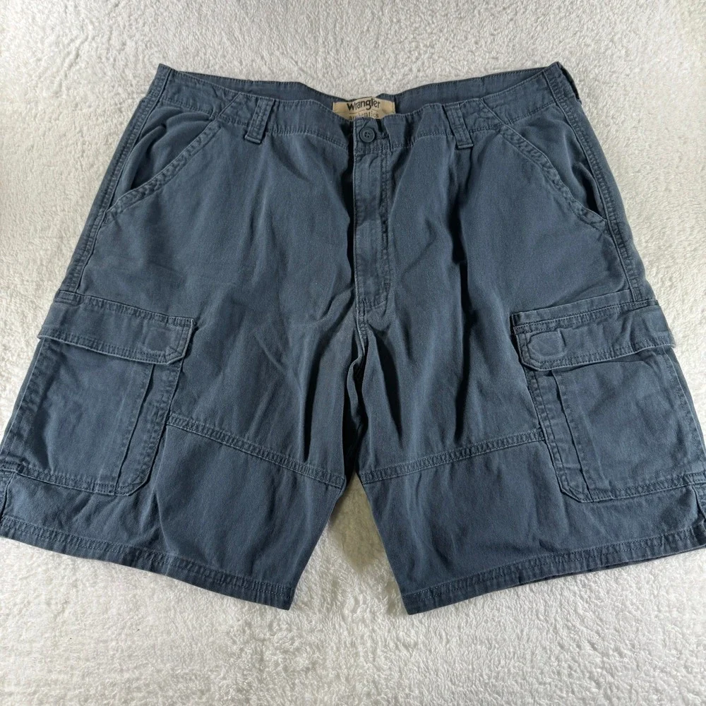 Wrangler‎ Baggy Cargo Shorts Blue Navy Pockets Size 40 9